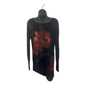 GUC Le Chateau Assymetrical black sweater with flowers, size medium.